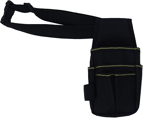 Miniatura 6 de Riñonera, bolsa de bolsillo de lona para herramientas, mini bolsa de herramientas de bolsillo con 6 bolsillos, cinturón de nailon ajustable, bolsa