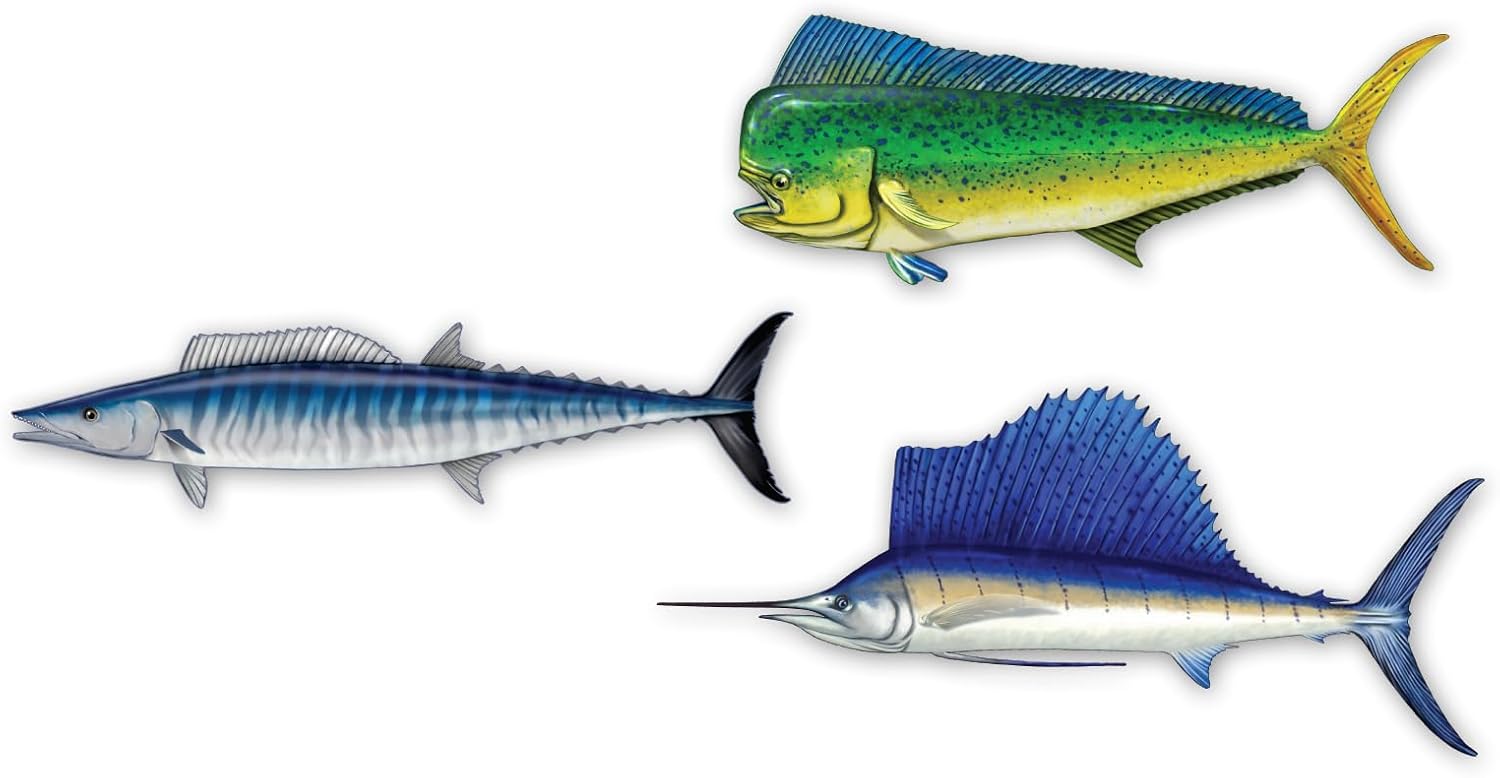 Salty Bones Blue Water Grand Slam - Sailfish, Mahi Mahi and Wahoo - Profile Sticker Collection - Made in The USA