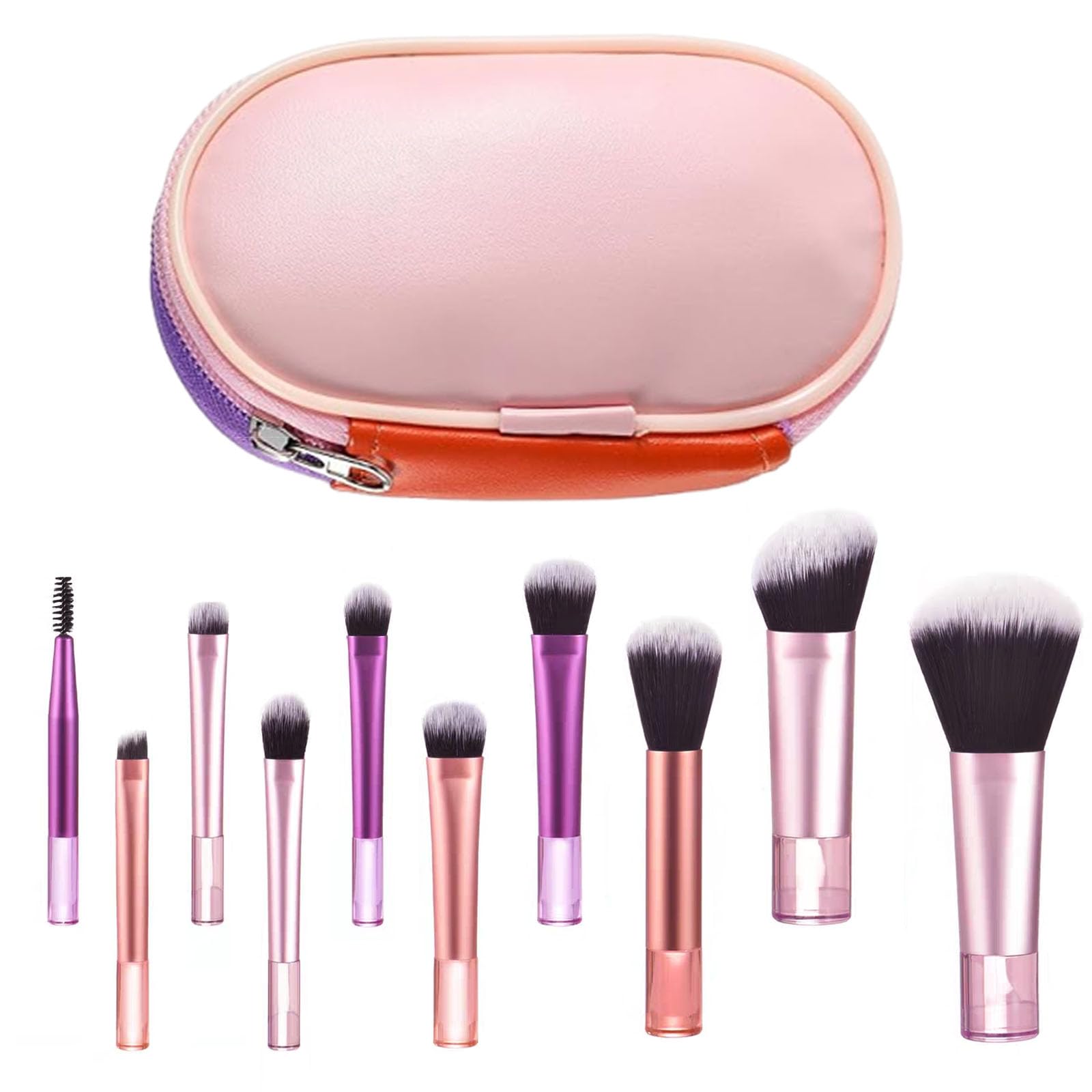 Travel Makeup Brush Set, 10PCS Mini Makeup Brushes with Travel Bag, Portable Travel Minis Make Up Brushes
