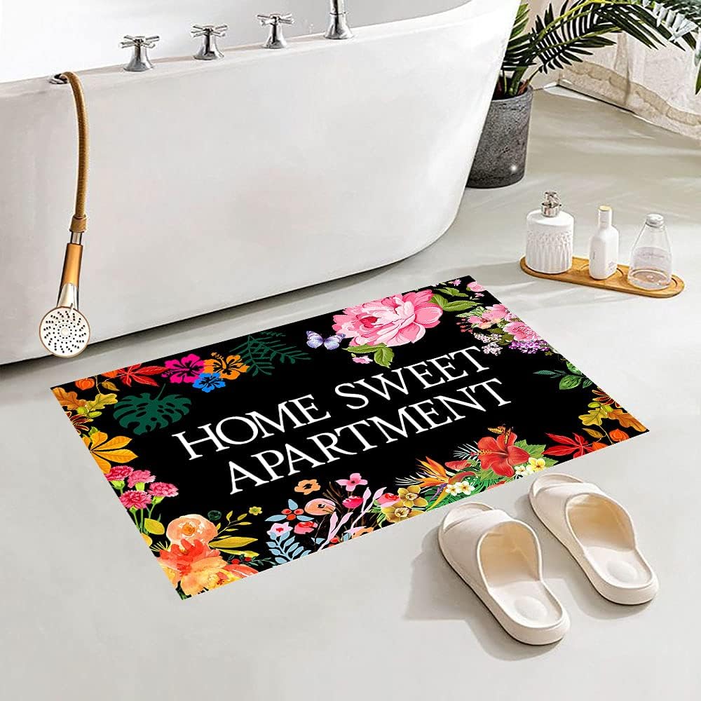 Home Sweet Apartment Doormat Welcome Flowers Doormat Door Mat Entrance Mat Floor Mat Funny Outdoor Doormats 23.6" x 15.7"