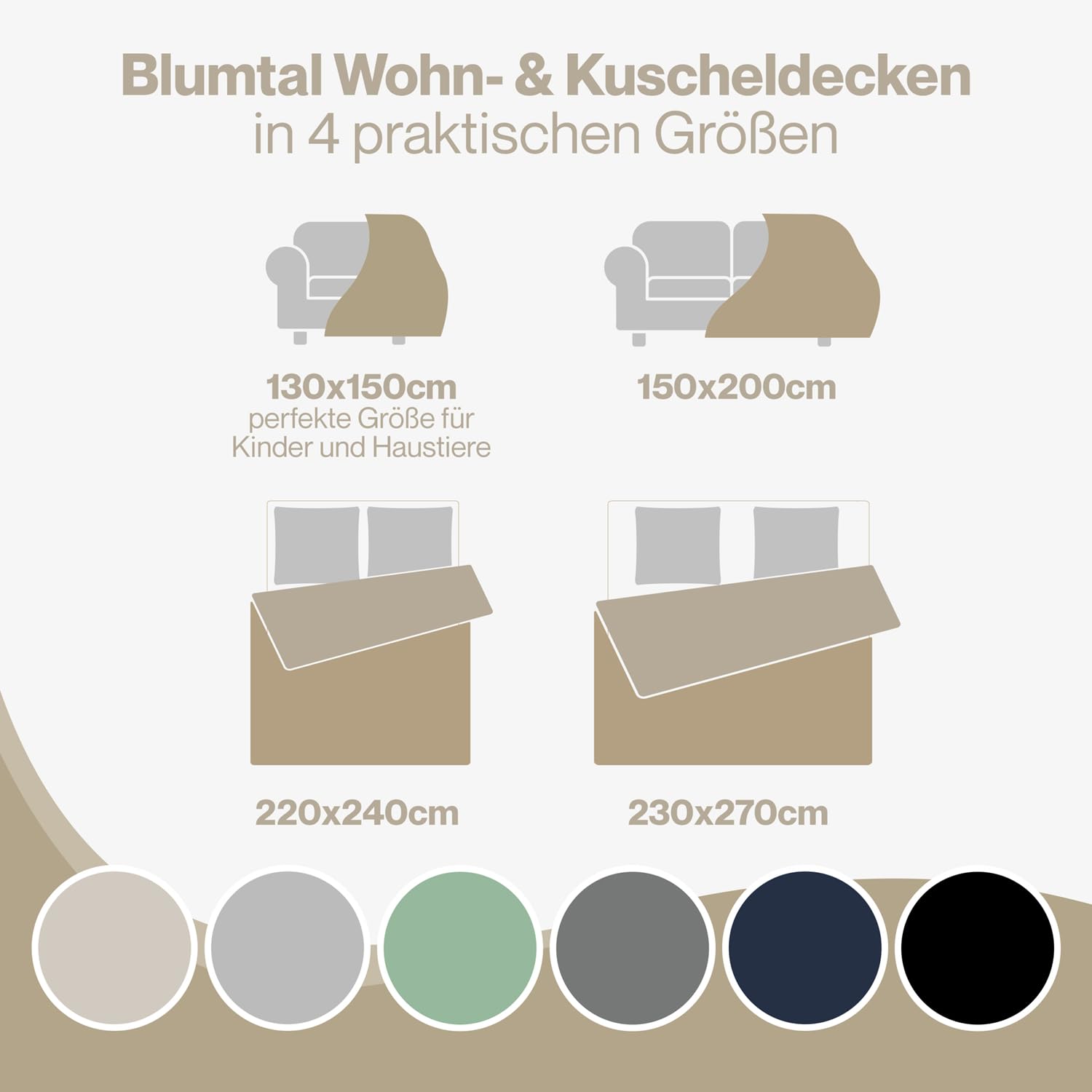 Blumtal Koc 150x200 cm z dzianinowym wzorem - Certyfikowany przez OEKO-TEX koc z mikrofibry z miękkim wnętrzem Sherpa - puszysty koc Sherpa 150x200 - ciepły koc w kolorze beżowym i białym