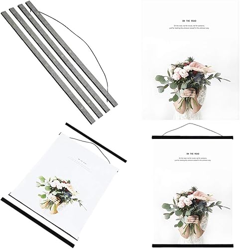 Miniatura 5 de Miaowater 2 paquetes de marco magnético para colgar fotos, de madera ligera, marcos para colgar fotos, imágenes y arte impresa en lienzo