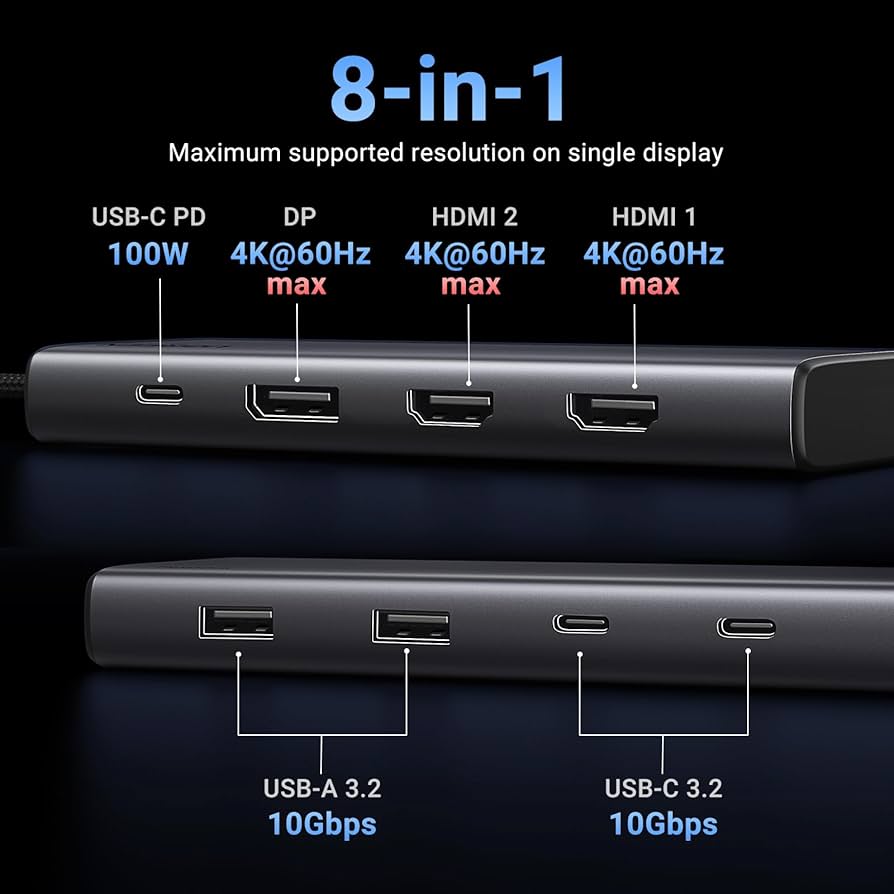 UGREEN Revodok 105 USB C Hub 5 In 1 Multiport Adapter 4K HDMI, 100W Power Delivery, 3 USB-A Data Ports, USB C Dongle For MacBook Pro/Air, IPad Pro, IMac, IPhone 16