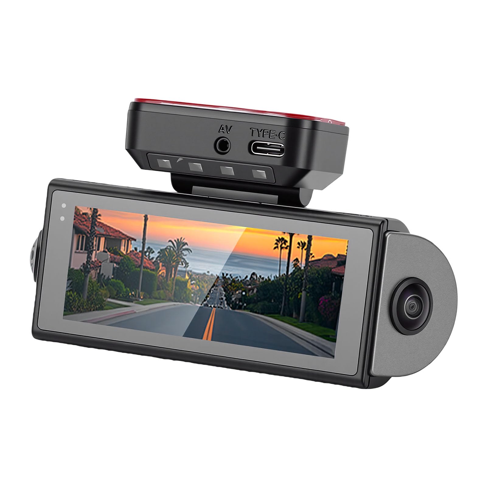 Bewinner Dash Cam 4K per Auto con Visione Notturna a 4 Obiettivi Anteriori | Corpo in Lega di Alluminio ABS, Registratore DVR per Veicolo, Telecamera Retromarcia, Supporto Scheda da 128 GB, App WiFi