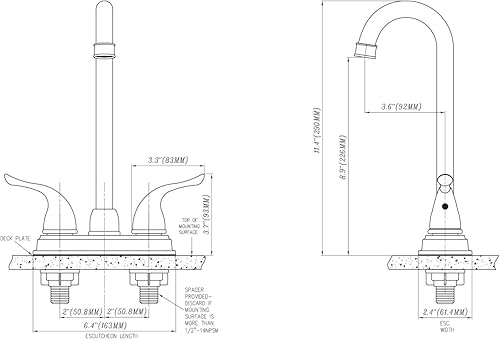 Miniatura 6 de Pacific Bay Treviso - Grifo giratorio para barra y cocina de altura alta, 2 manijas (cromado)