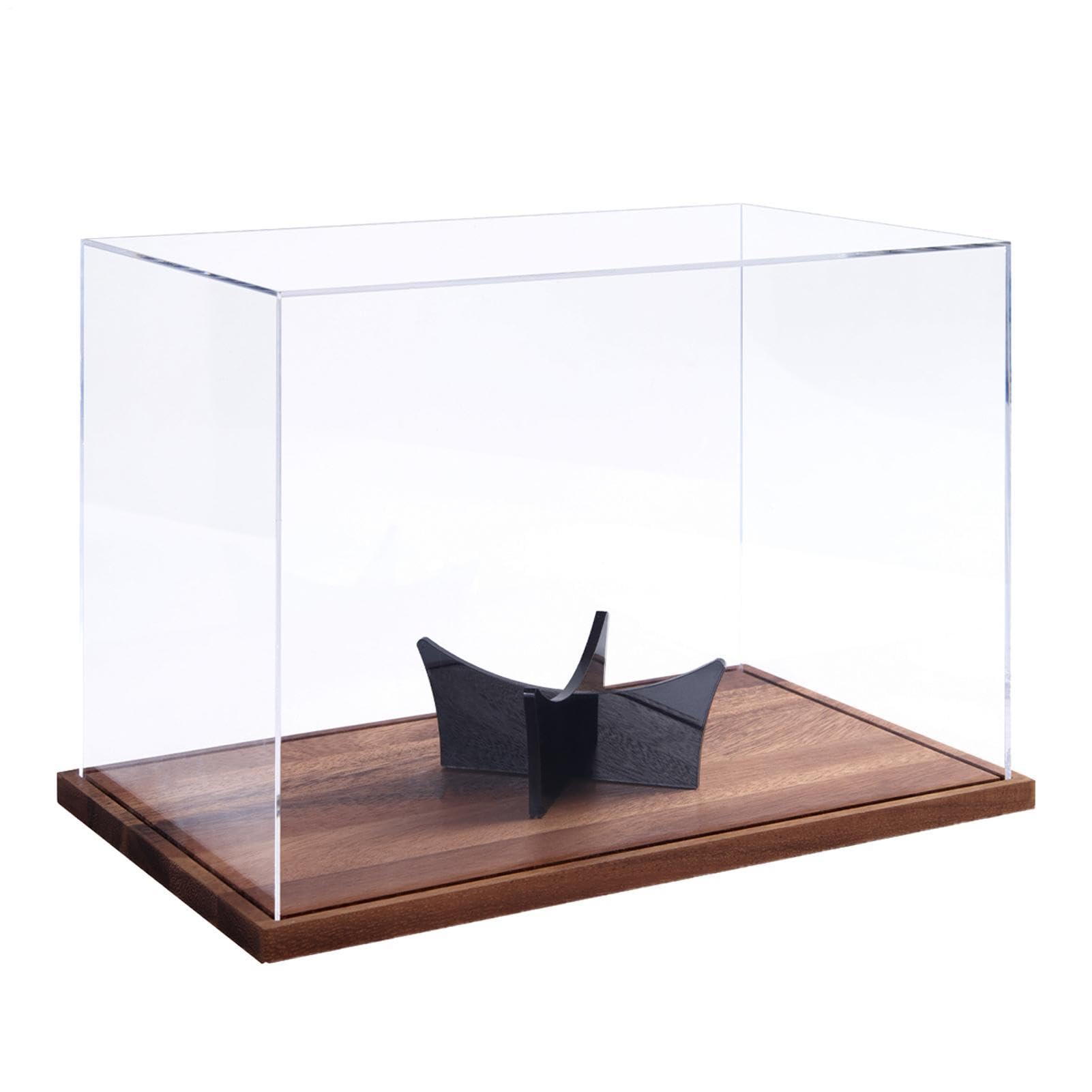 Przezroczysta gablota ekspozycyjna 30 x 21 x 18 cm Podstawa drewniana | Przezroczysty pojemnik na kolekcje na piłki lalki pamiątki figurki akcji statuetki, biurko salon dom przechowy