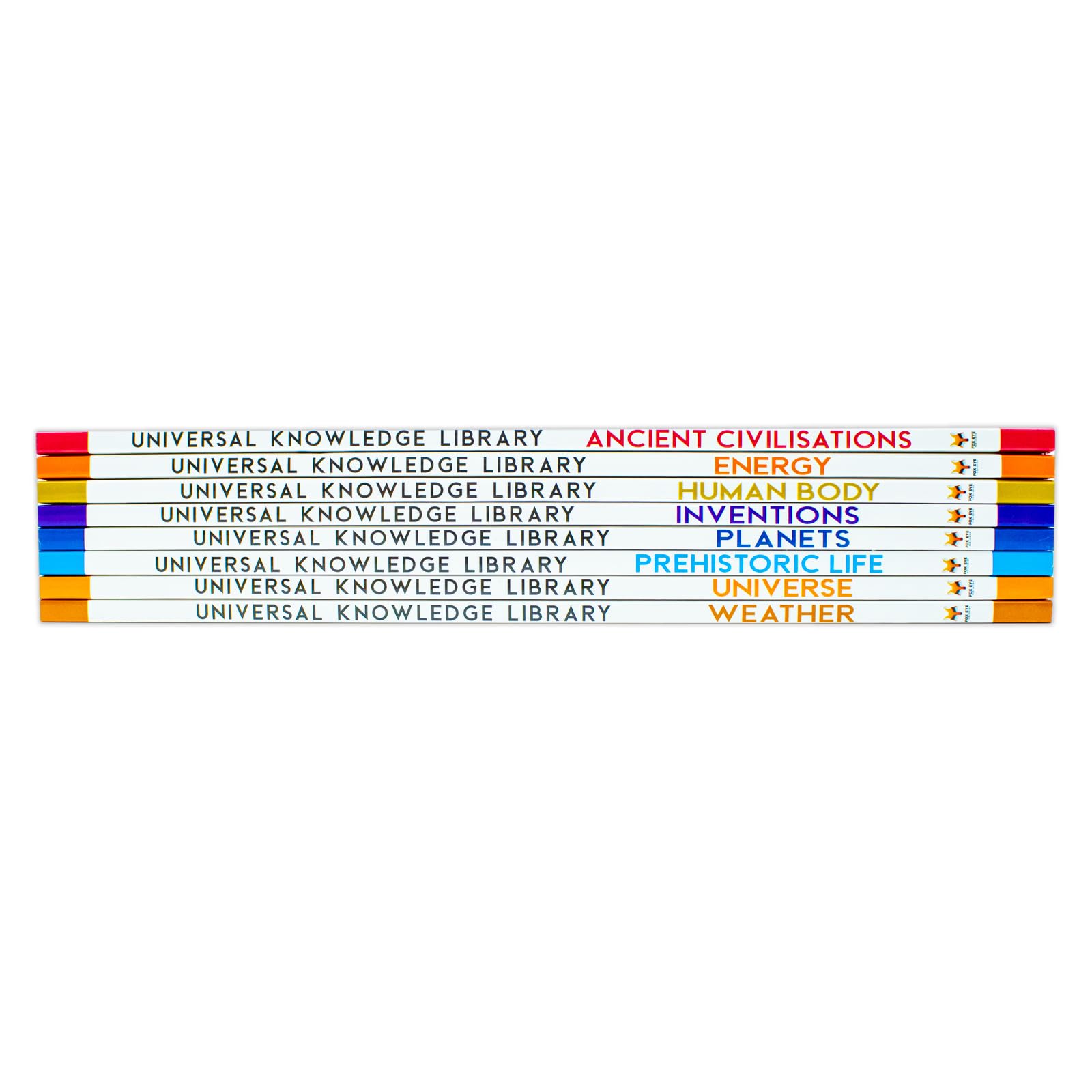 Universal Knowledge Library Science and History 8 Volumes Book Collection Set: (Ancient Civilisations, Inventions, Prehistoric Life, Universe, Energy, Human Body, Planets, Weather)