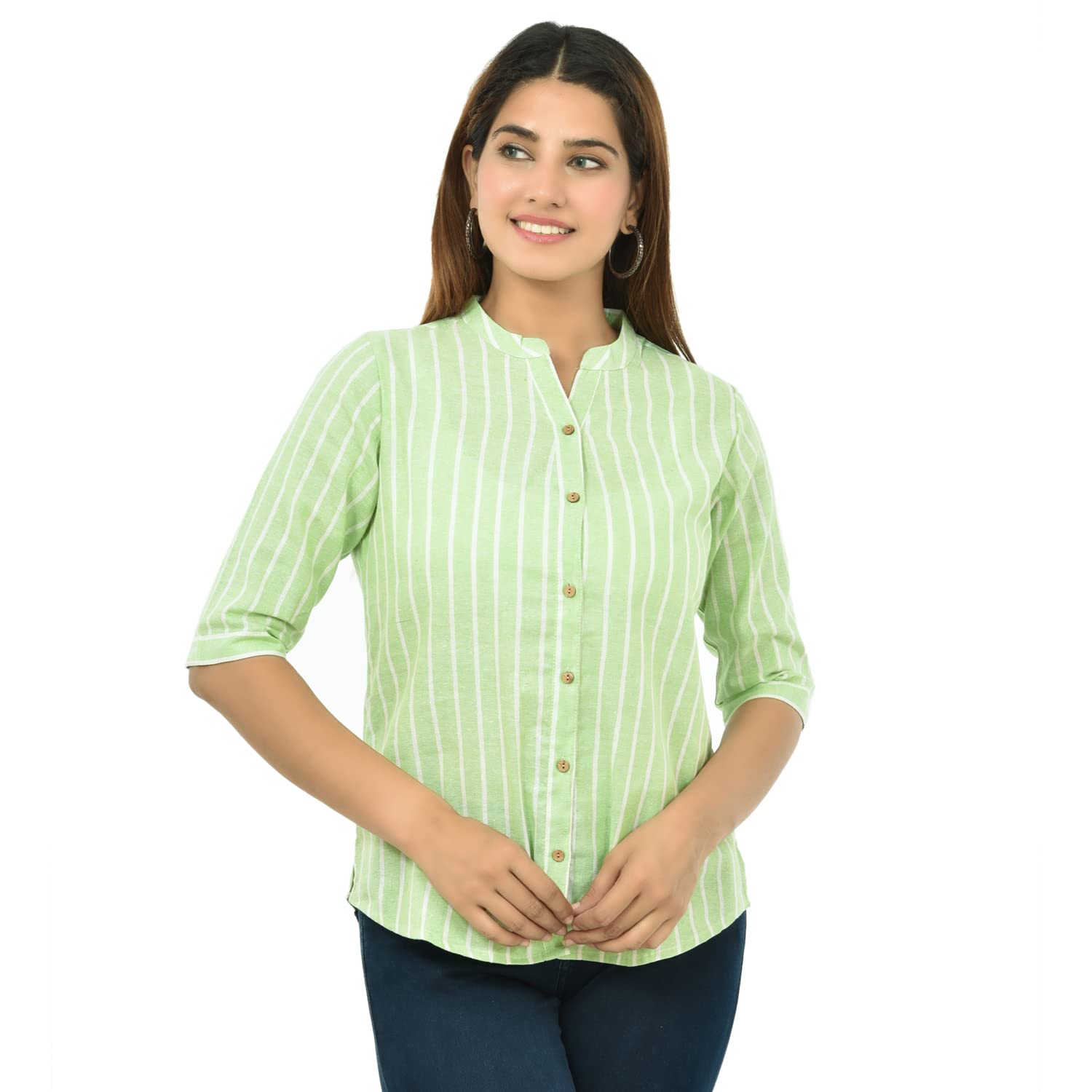FABISHOWomen/Girls Cotton Stripe Regular Shirts