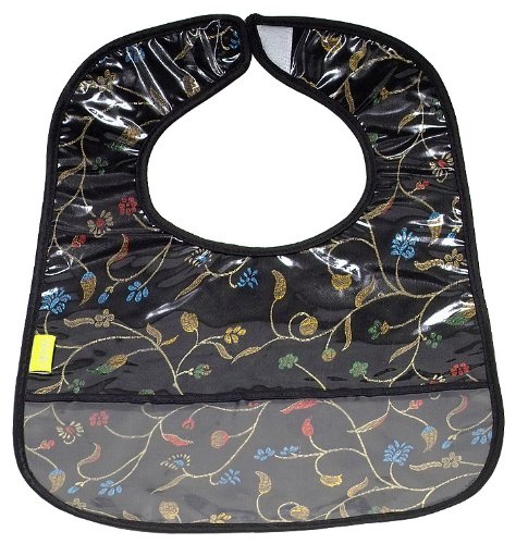 I Frogee Brocade Baby Bibs in Black Chili Flower Print