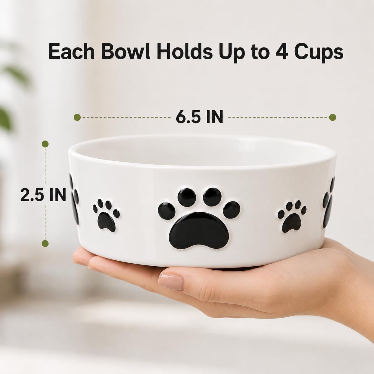Keramik-Hundenäpfe für mittelgroße Hunde – 16,5 cm rund × 6,5 cm hoch, Hundefutternapf & Wassernapf für Hunde, mittelgroße Hundenäpfe mit Anti-Rutsch-Ringen – Futter- und Wassernäpfe für kleine bis