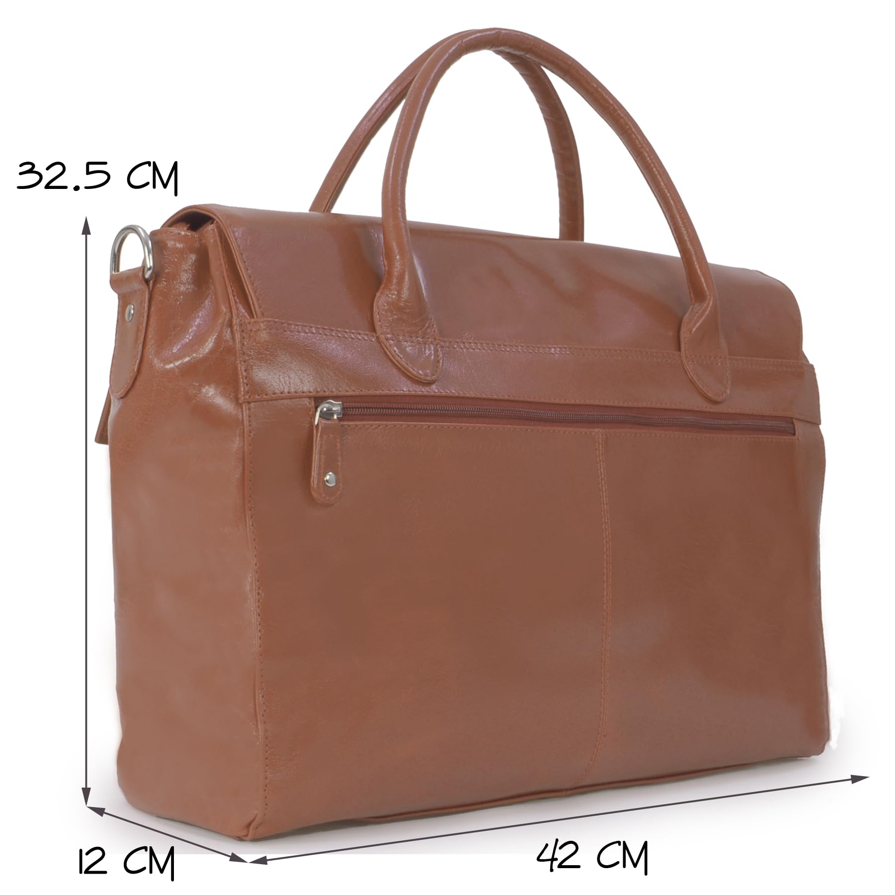 Catwalk Collection Handbags - Borsa a Tracolla Grande in Pelle Porta PC 17 Pollici - Valigetta 24 Ore Donna - Scomparto Imbottito - Helena - Marrone