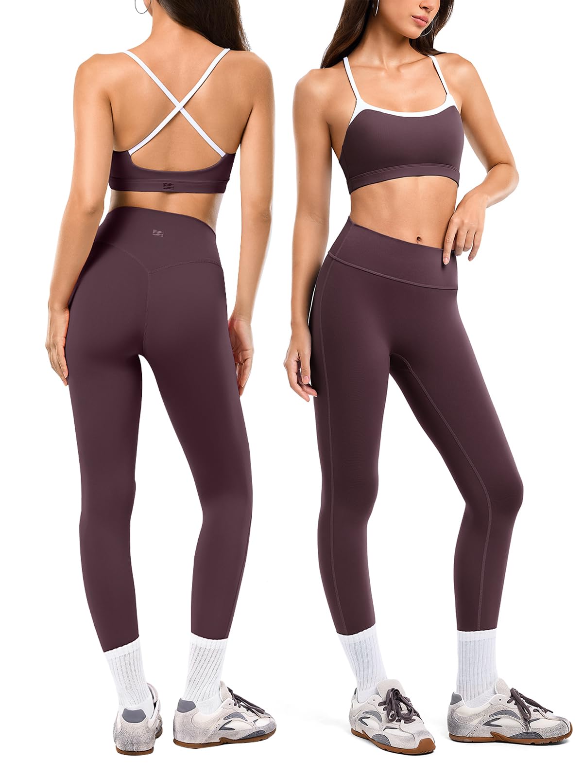 2 Piece Workout Sets for Women Camisole Square Neck Tops Seamless Leggings Gym Yoga Pilates Outfits