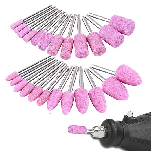 24 Pcs Rotary Grinding Stone Bits, Abrasive Mounted Stone Sharpening Bit Set with 1/8 Inch Shank Fits for Rotary Tool