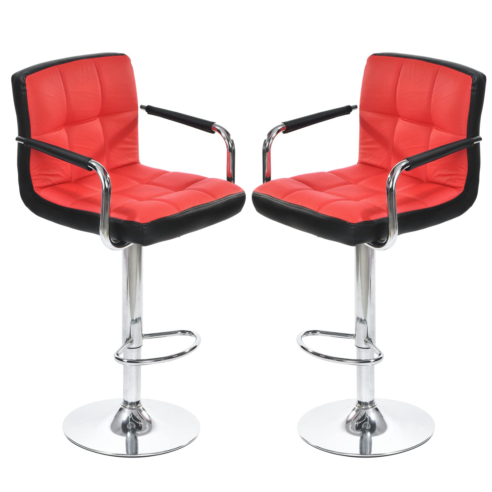 Jinsi Nan Red bar stools Set of 2: bar stools with Back and arms, Red bar Chairs, Bar stools with Back, Bar Stool, Bar Chairs with arms, Swivel bar stools with Backs,Bar Chair (Red bar stools)