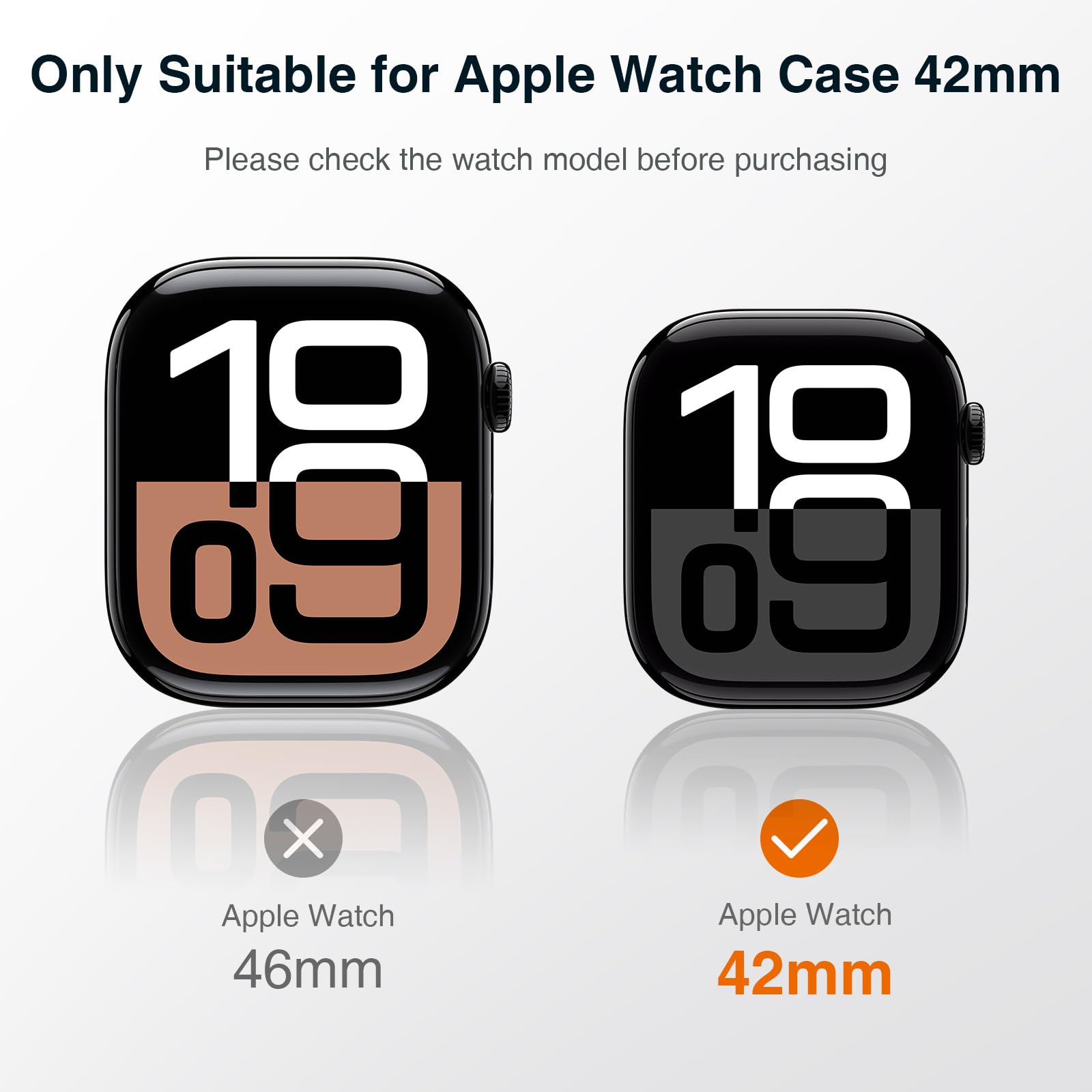 LK 2 Pezzi Cover per Apple Watch Series 10 42mm, Vetro Temperato Cover Custodia per Apple Watch Series 10 42mm, [Durezza 9H] [HD Clear][Senza Bolle] [Anti-Graffio]-black