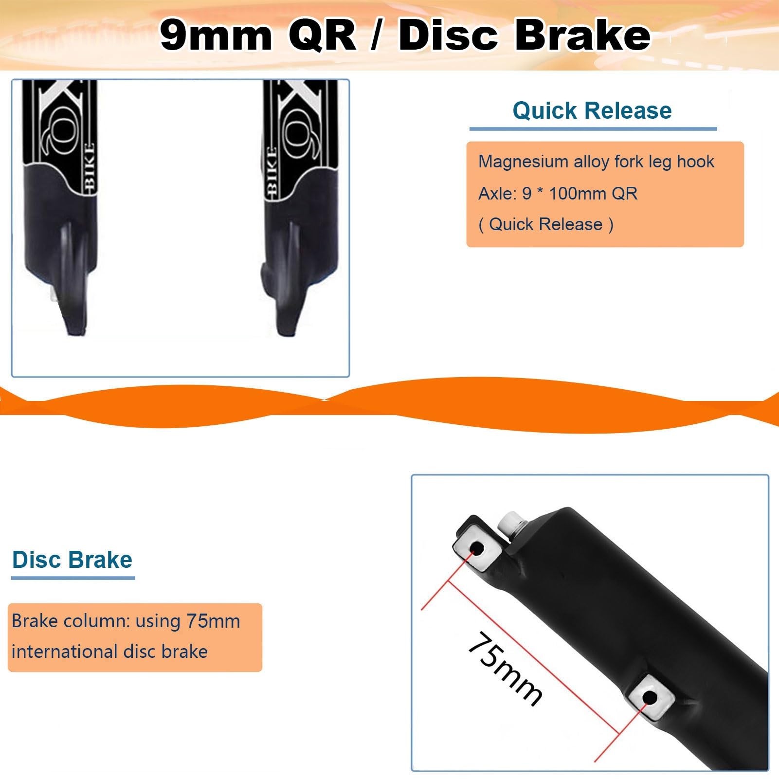 Forcella Anteriore per Mountain Bike AuroraXQ 26 27.5 29 Pollici in Lega di magnesio, Escursione 140 mm, con Freno a Disco Dritto/Conico.