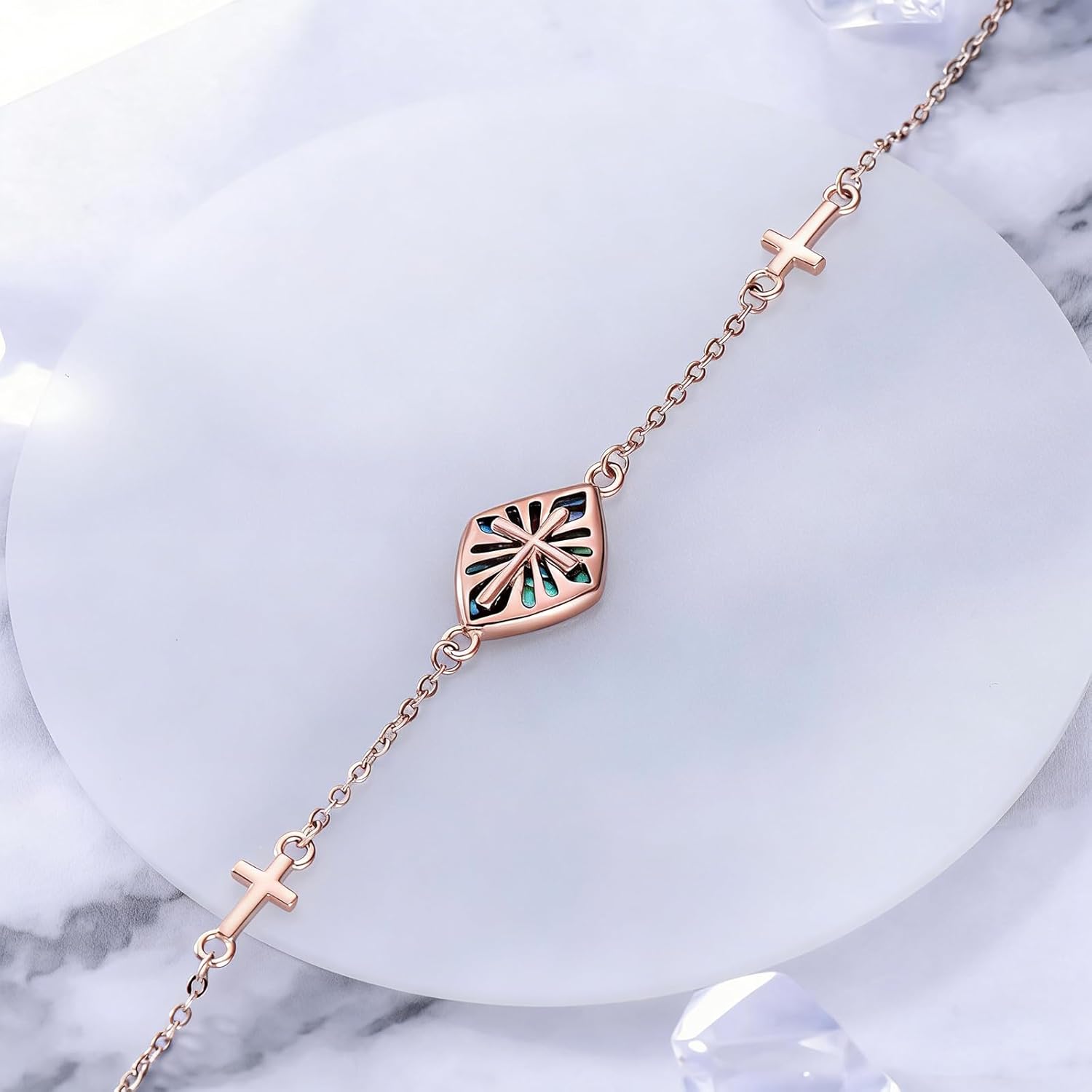Cross Bracelet for Women 925 Sterling Silver Cross Bracelet Adjustable, Christian Jewelry, Gift for Women
