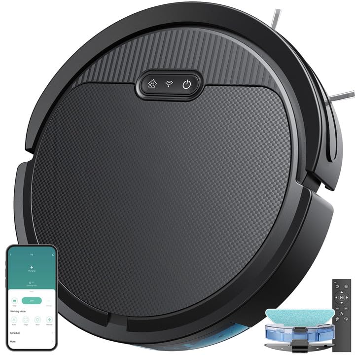 Pureatic V3 Robot Vacuum and Mop, 3 in 1 Robot Vacuum Cleaner, Self-Charging Robotic Vacuum, 120 Min Runtime, 5000Pa Suction, 2.99" Thin, Support 2.4GWifi/ Alexa/App, for Pet Hair,Carpet,Hard Floor