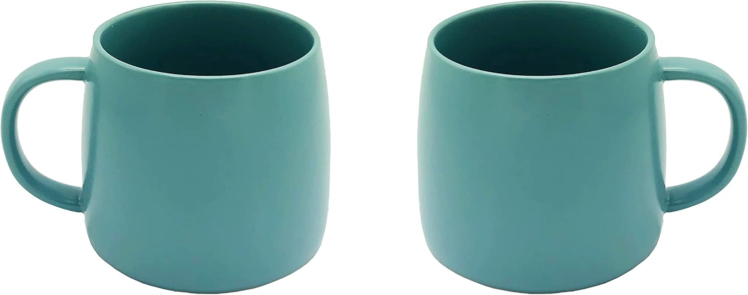 PACEKONER 2 Pack Ceramic Cups, Porcelain Mugs With Handle, Smooth Ceramic Cups For Coffee, Tea, Milk, Cocoa (Black)