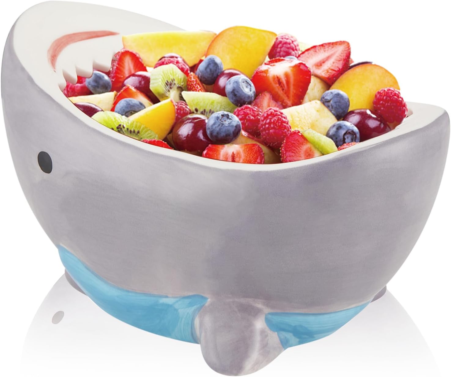 Djungelskog 40 oz Shark Bowl, Shark Attack Bowl, Shark Cereal Bowl, Large Storage Bowl - Party Holiday Decoration - Lead-Free - Food-Safe Materials - Microwave/Oven/Freezer/Dishwasher Safe (Gray)