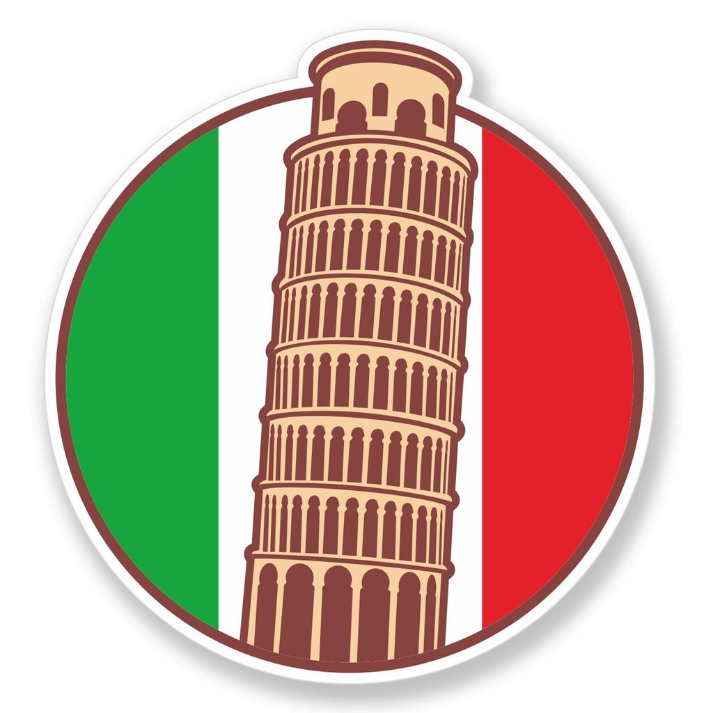 Destinationvinyl Multicolor 2 X 10Cm/100Mm Italy Italian Pisa Vinyl Sticker Decal Laptop Travel Luggage Car Bike Sign Fun #4089