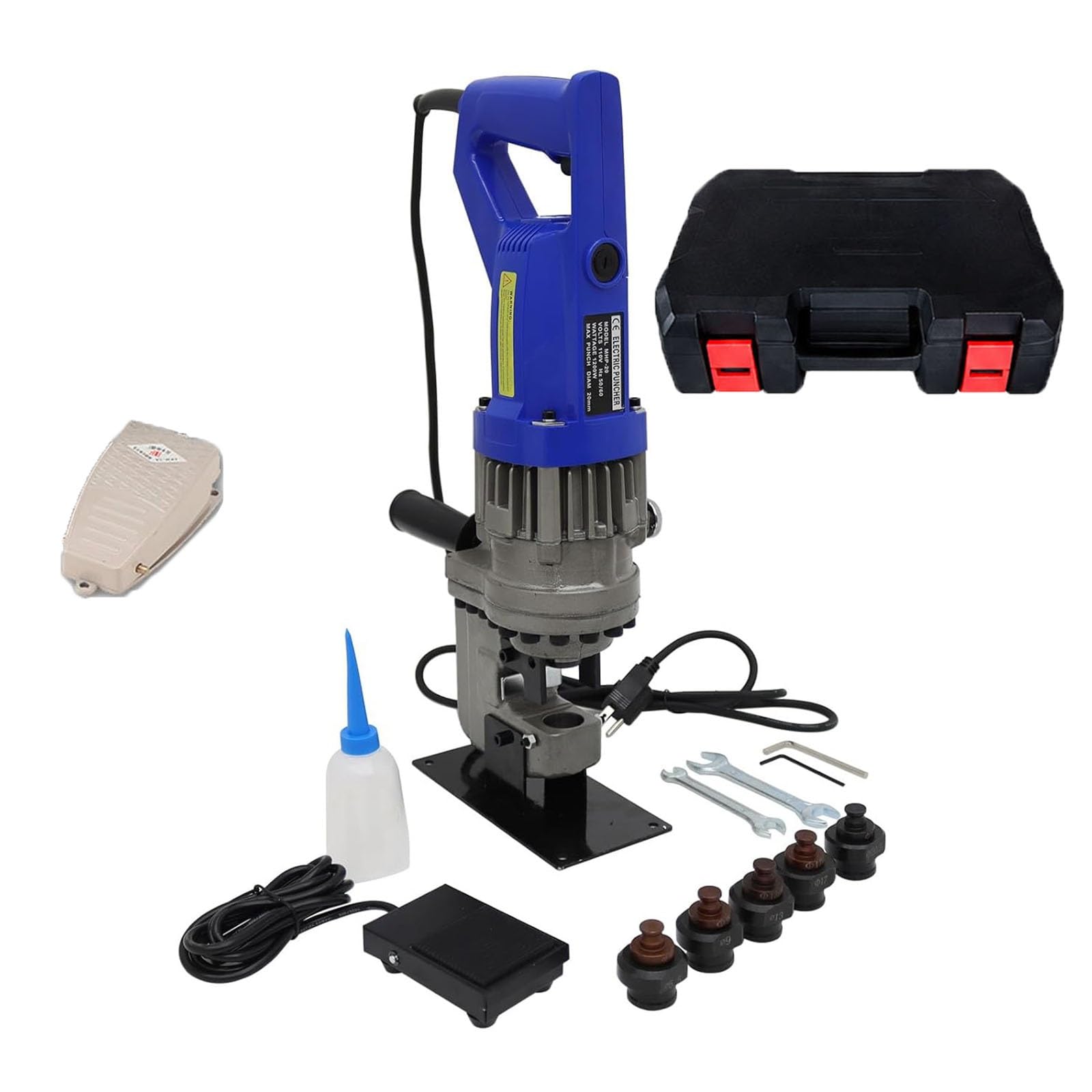 Efficieran One Color Hydraulic Puncher 1400W Metal Hole Puncher For Smooth Burr Free Hole, Heavy Duty Electric Punching Machine For Iron Plate & Copper Busbar Work