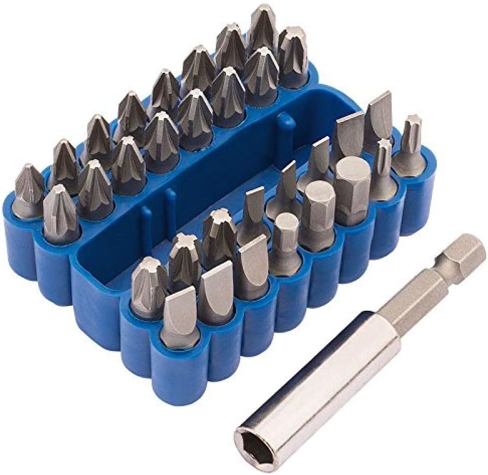 Draper 33 Piece Magnetic Bit Holder Set | 25 mm 1/4" Metric Screwdriver Kit | Precision Hand Tools Accessories | Heavy-Duty Storage Case | 82386