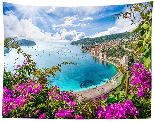Tapisserie plage et France médiévale 300x250cm pour déco salon et dortoir