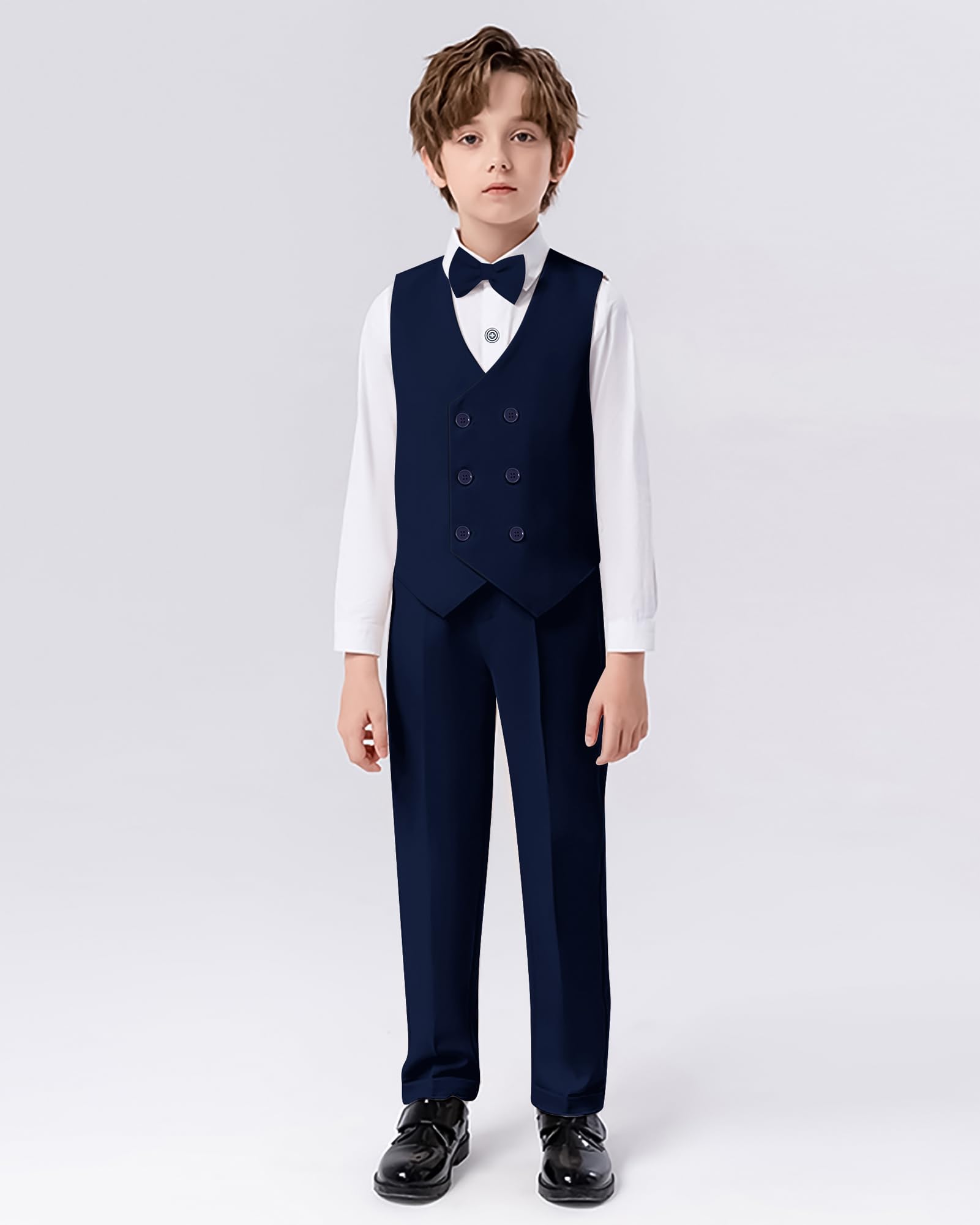 Jungen Anzug Gentleman Outfit 6-10 Jahre Festlich Bekleidungsset Taufanzug Hochzeitanzug Langarm Hemd Weste Bowtie Hosenträge