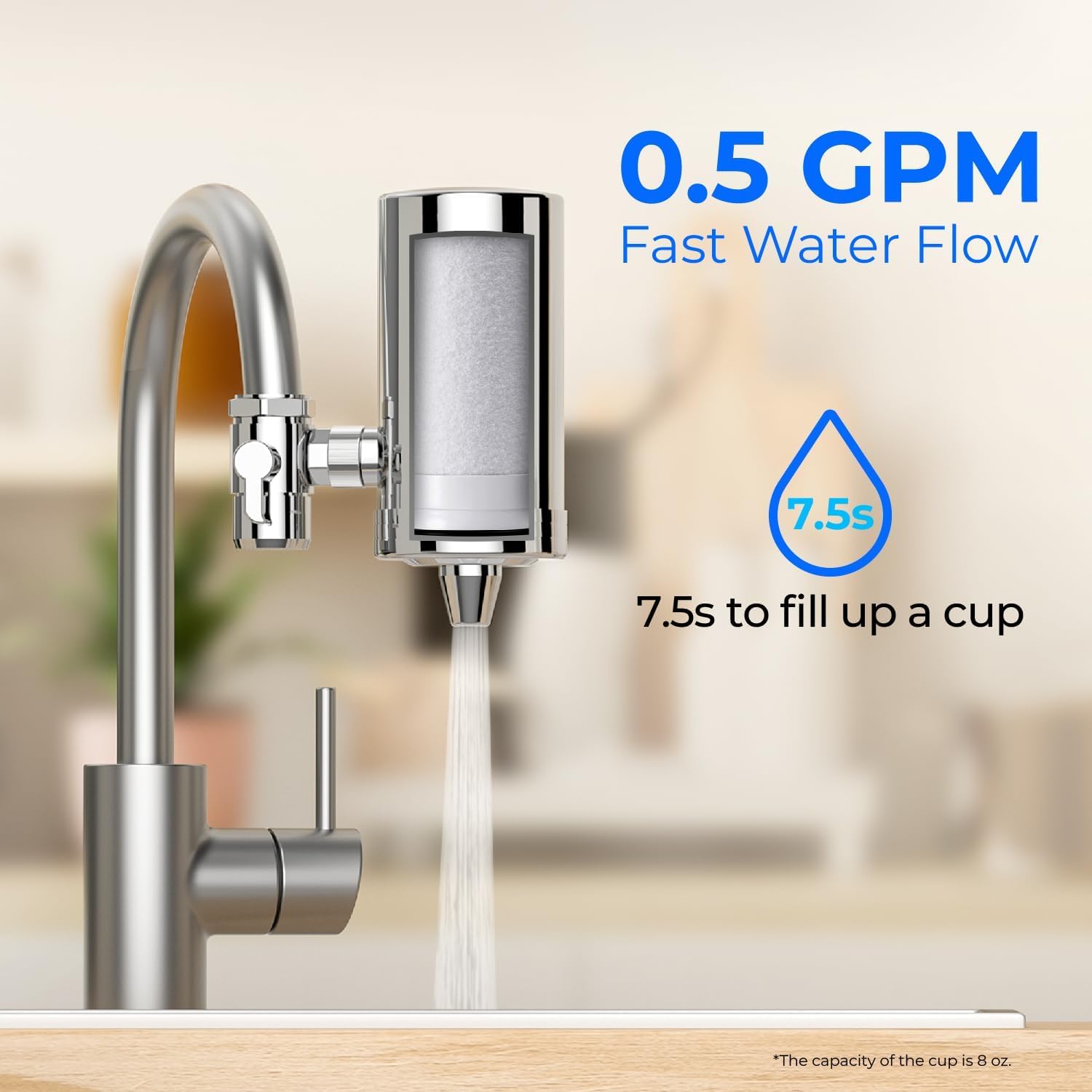 Waterdrop WD-FF-03A Wymienny Filtr do WD-FC-06 Kranu, Redukuje 94.42% Chloru, Złego Smaku i Więcej, Trwałość do 9 Miesięcy (Pakiet 3 Sztuk)