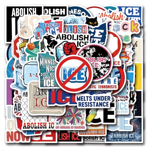62Pcs Funny Anti Ice Stickers Abolish ICE Stickers Meme Chinga La Migra No Human is Illegal Sticker Waterproof Vinyl for Laptop Water Bottle Skateboard Scrapbooking Party Favors