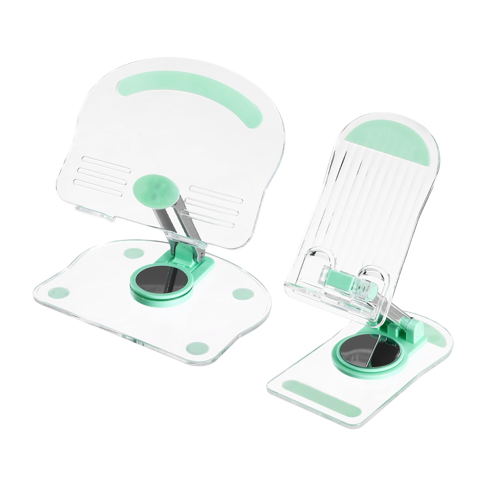 PATIKIL Acrylic Tablet Stand Acrylic Cell Phone Holder Adjustable Foldable Portable Clear Cute with 360 Degree Rotating Base