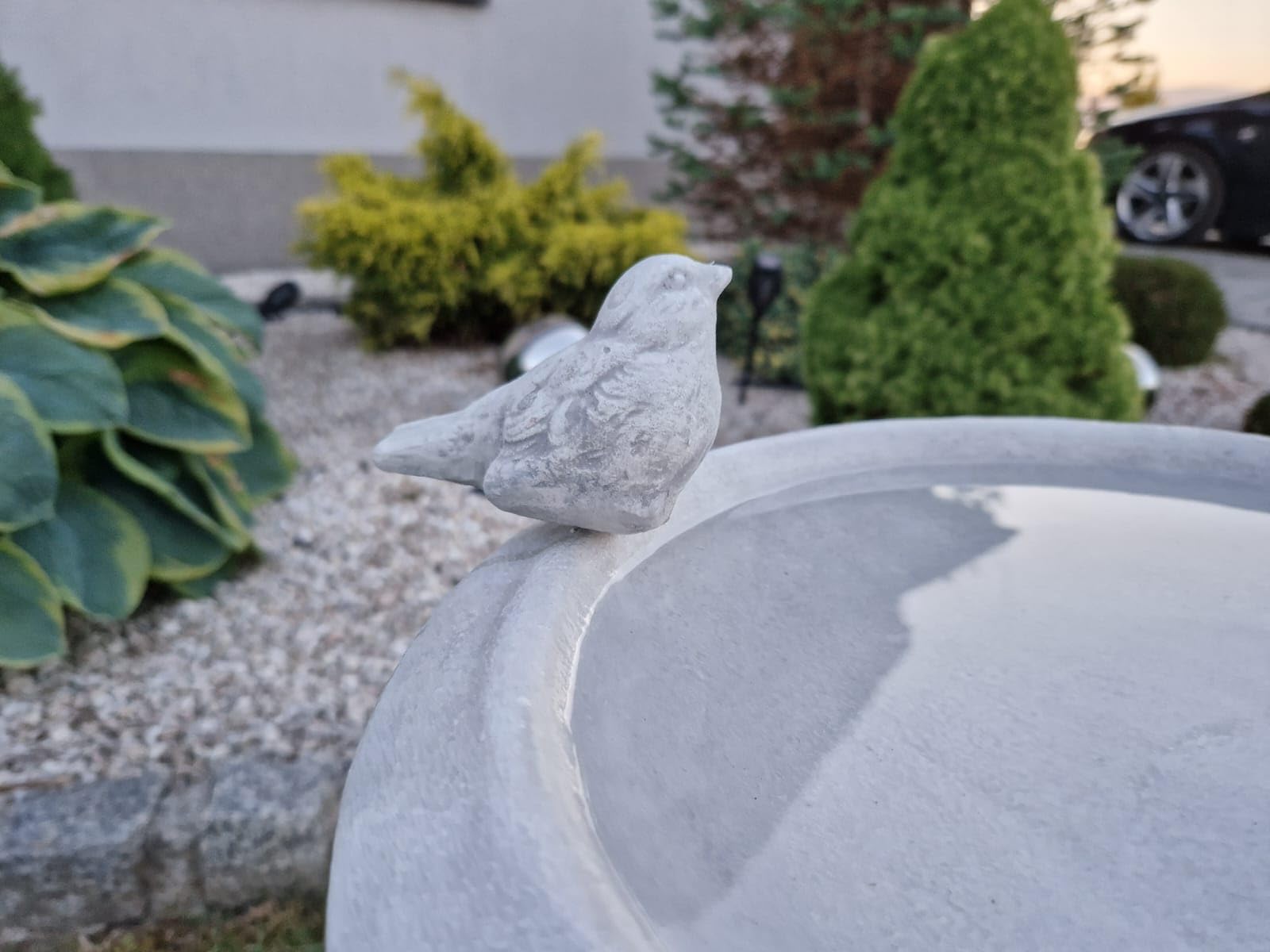 Ornement de Jardin en Pierre coulée - Bain d'oiseau Antique sur Colonne décorative