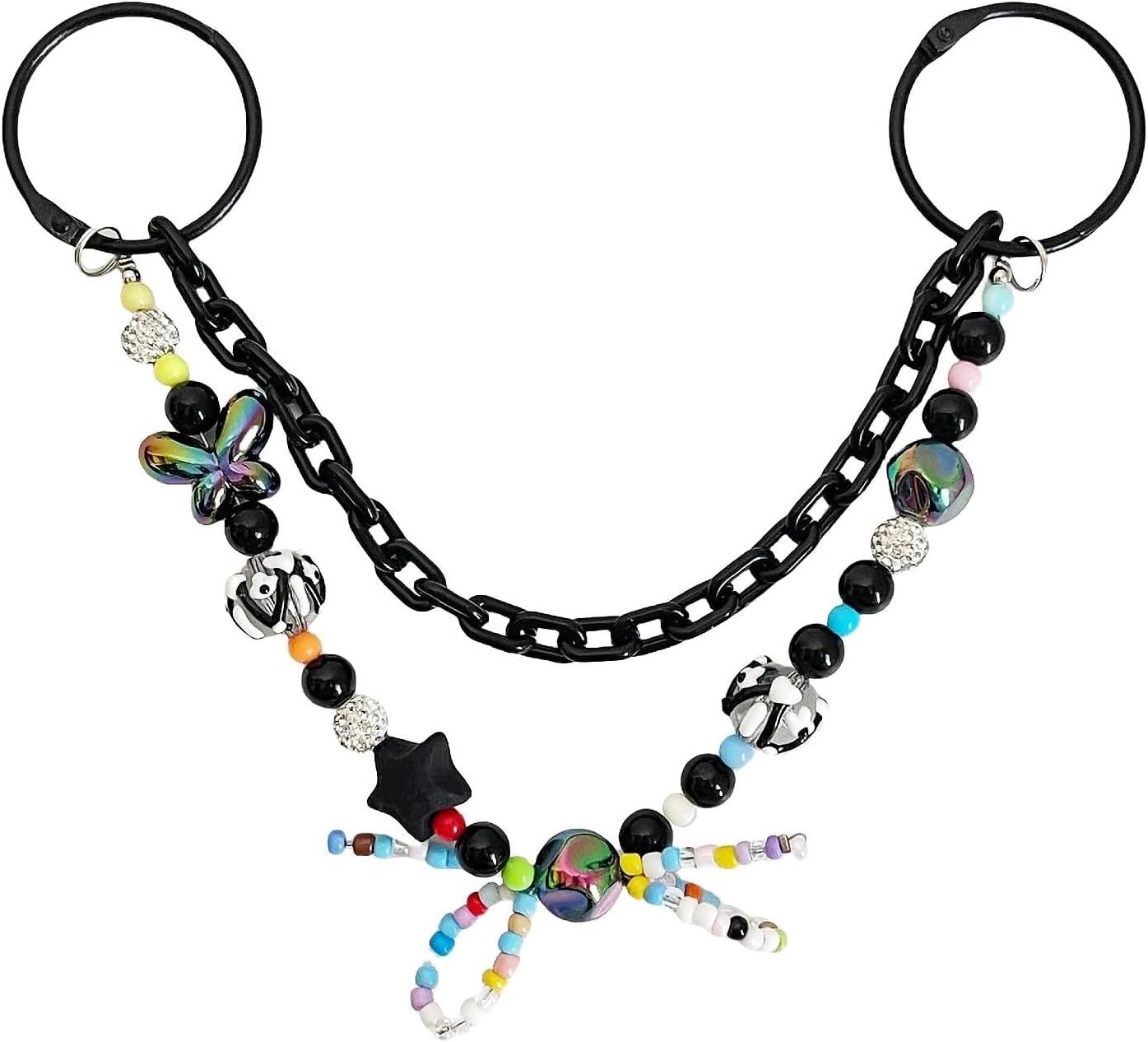 QTMY Beaded Chain Bag Charms for Bogg Bag Accessories Rubber Beach Bag, Boho Purse Charms,1064