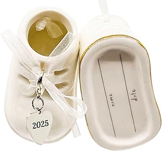 2025 White Personalized Baby Shoe Christmas Ornament - First Christmas, Birth, Baby Shower, Birthday, New Parents Gift for Girl and Boy