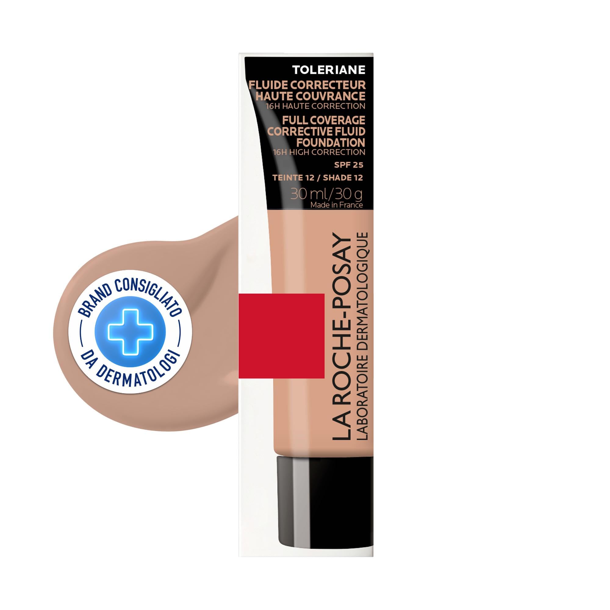 La Roche-Posay Toleriane Fondotinta Fluido, Correttore, Tonalità 12, 30 ml