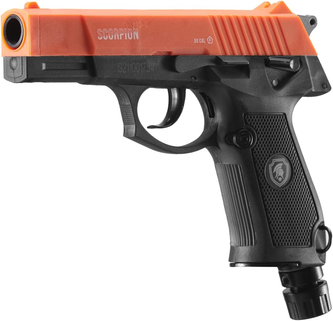 Lancer Tactical Scorpion 0.5 Caliber Non-Blowback Air Pistol - Less Lethal, Ideal for Home and Personal Defense, Police-Grade Pepper Ball Gun-Package/Single (Orange Package)