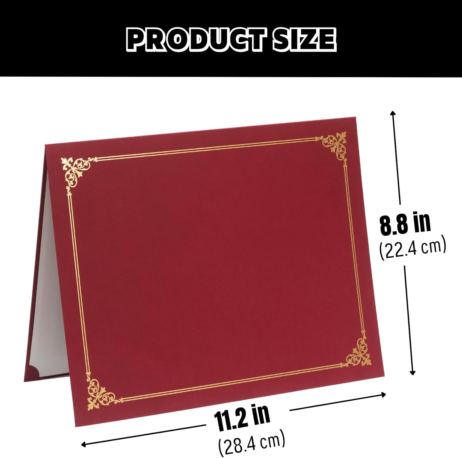 50 Count Certificate Holders, Diploma Covers Gold Foil Border, for Letter Size 8.5x11 Certificates, Cardstock, Document Papers - Burgundy
