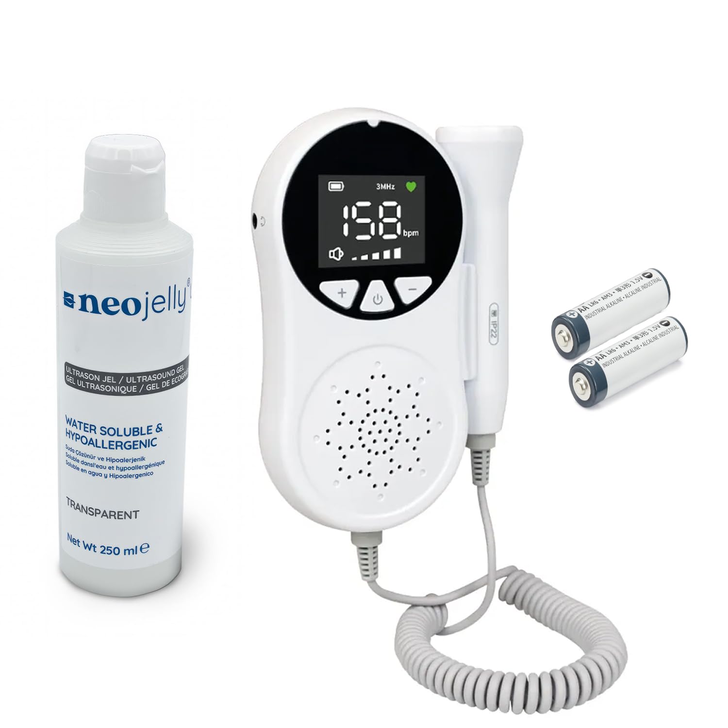 Doppler Sound 3 MHz + Gel 250 ml - Soundwiedergabe zu Hause - Erholungsgerät für Eltern - Display Display (1)