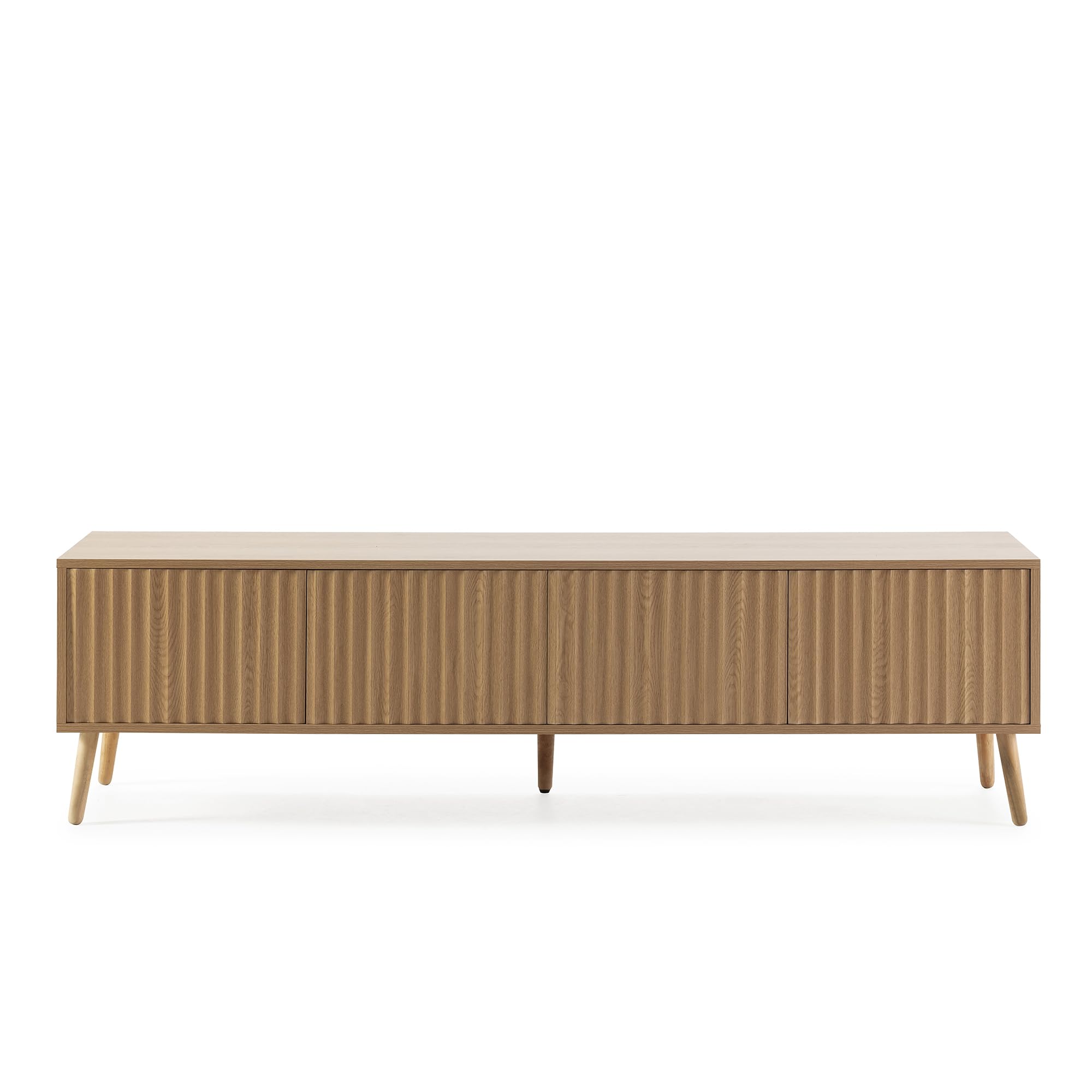 HOMN LIVING Meuble TV Lluvia 4 Portes Coloris chêne, 160 cm (Largeur) 40 cm (Profondeur) 45 cm (Hauteur)