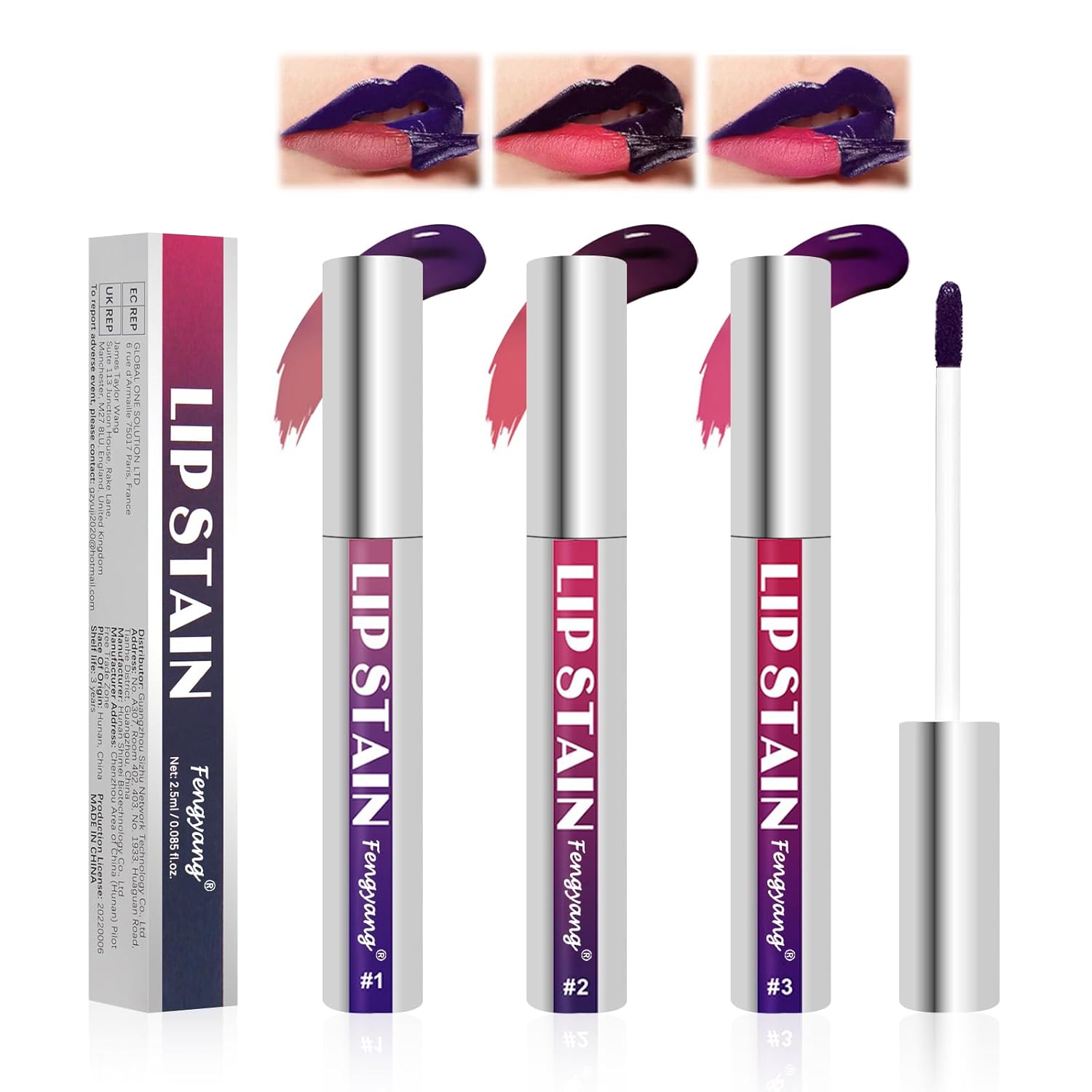 Fengyang® 3Pcs Lip Gloss Stripper Set, Matte Lip Tint Peel Off, Peel Off Lip Stain Lip Tint Set