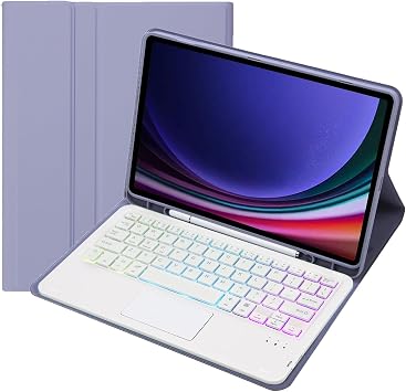 Keyboard Case for Samsung Galaxy Tab S11 Ultra 14.6 2025 SM-X930/X936B, 7 Color Backlit, Magnetic Detachable Wireless Keyboard with S Pen Holder,Purple