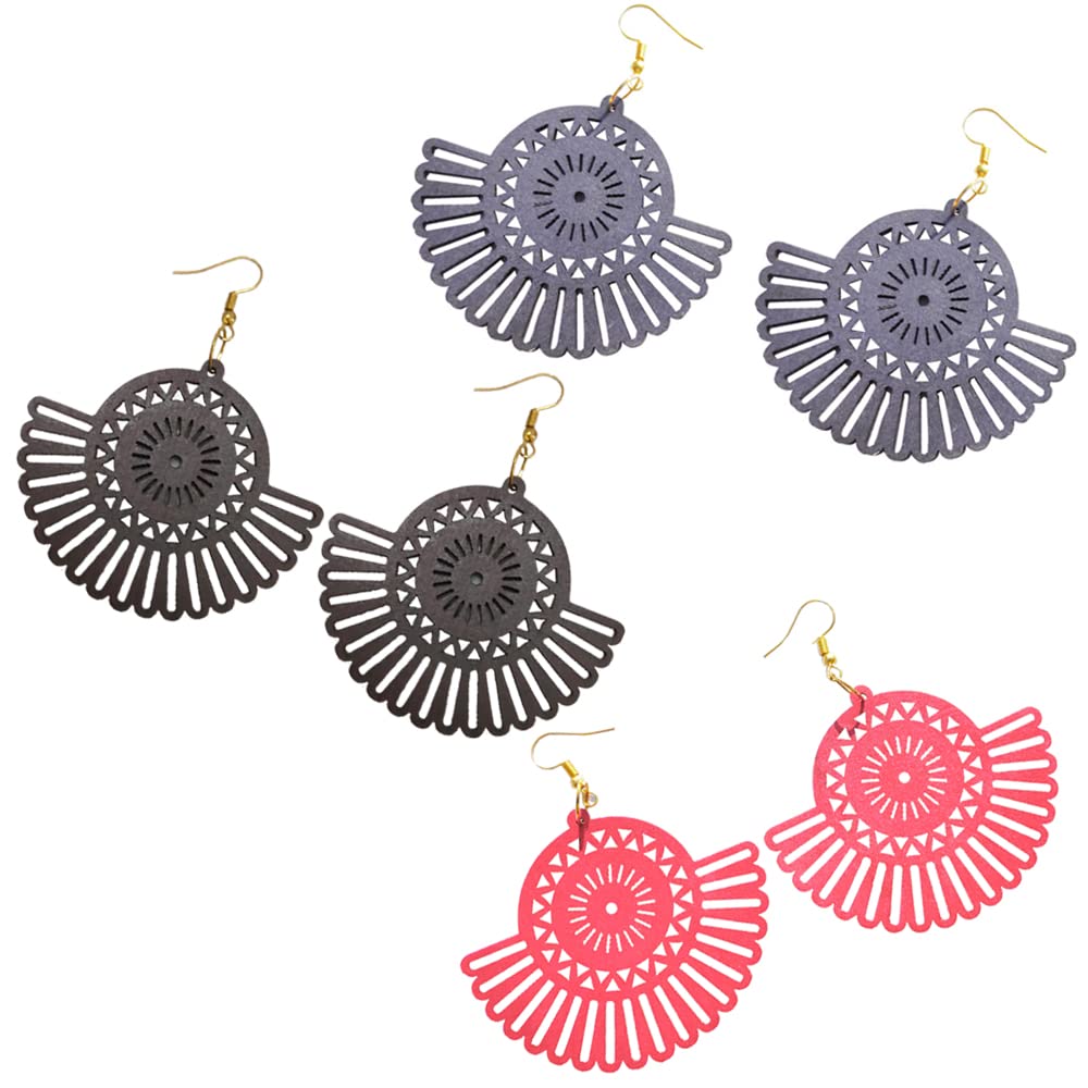 Root Kraft stylish Womens & Girls Selfe designed Wooden Earrings/Dangles set Jewellery 3 Combo set (Dark Blue,Brown,Red) Light Weight (B0BDSV1SFD) Amazon Price History, Amazon Price Tracker