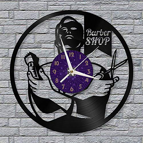 Horloge murale silencieuse Creative Barber en vinyle, cadeau idéal pour salon