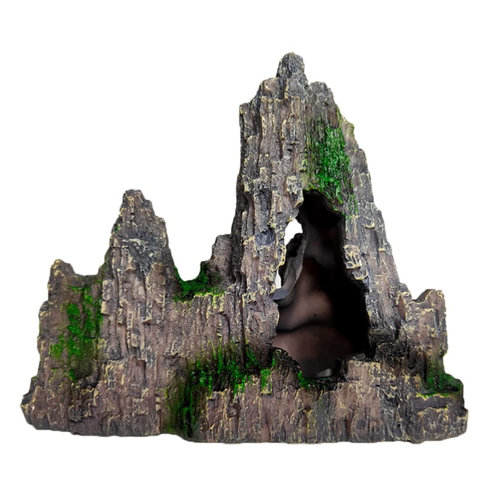 Decoración de rocalla artificial de resina para decoración de paisajismo, simulación de acuario, piedra de musgo, peces, accesorios de acuario vivo
