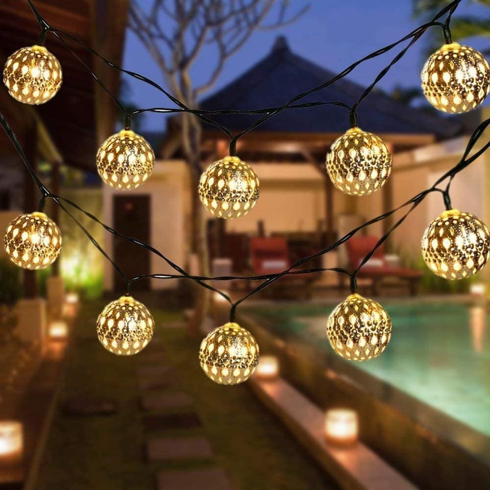 XERGY Moroccan Ball LED Fairy Lights Home Decoration Lights for Diwali Lights and Christmas Party Outdoor Indoor (Warm White Wired Electric) (Moroccan Ball)