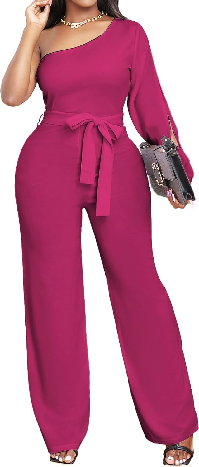 sexycherry Formal Jumpsuit for Women Dressy Elegant Long Straight Pants Jumpsuits for Party Club with Zipper