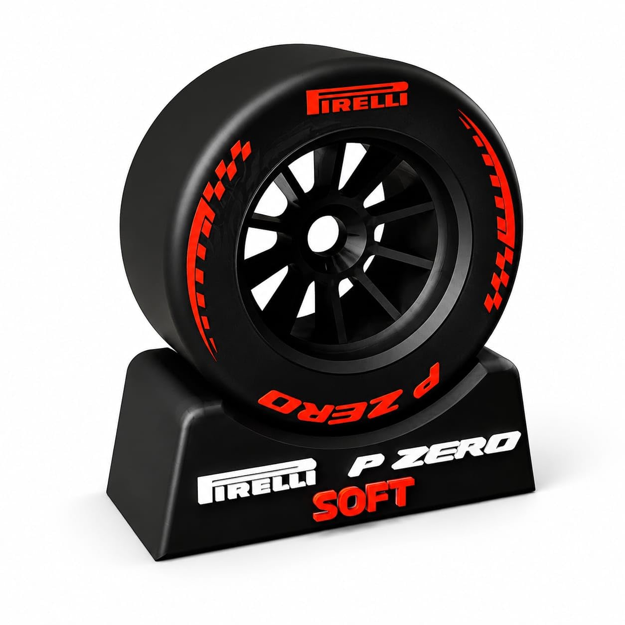 Formula 1 Racing Inspired Soft Tyre Display Model | Red Compound Motorsport Collectible | 1:10 Scale F1 Desk Decor for Gaming Setup & Car Enthusiasts | 1 Tyre with 1 Stand-image-10
