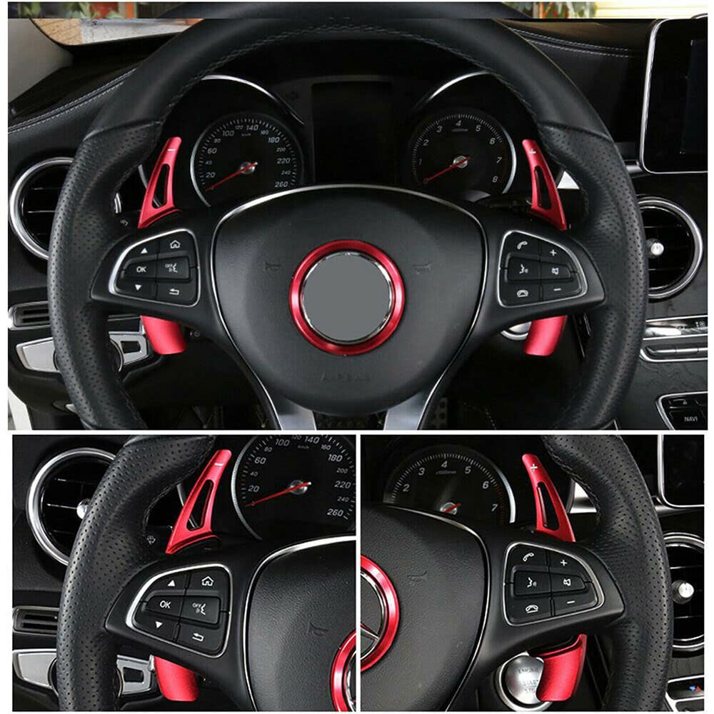 Extensión del balancín del volante de aleación de aluminio para MerIce-IdeIs BIeI-nIz A B C CLA CLS E G GL GLA GLC GLE GLS Metris S SL Clase SLC (rojo)