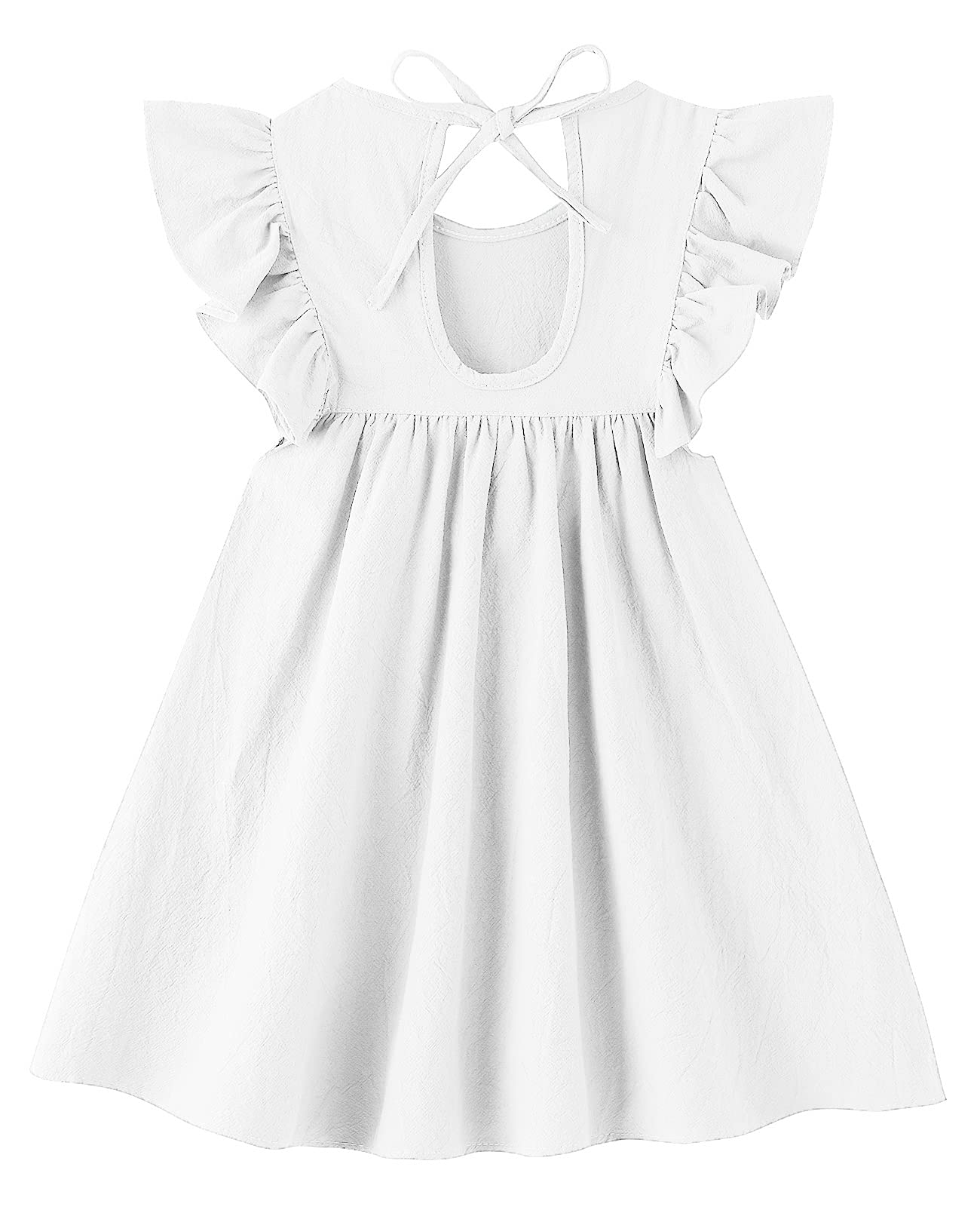 Vestido de verano para niñas, vestidos de manga con volantes, Blanco, 24 meses
